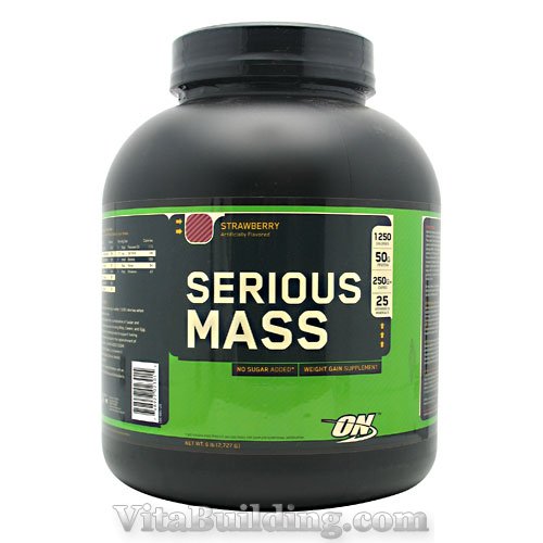 Optimum Nutrition Serious Mass, Strawberry, 6 lbs - Click Image to Close
