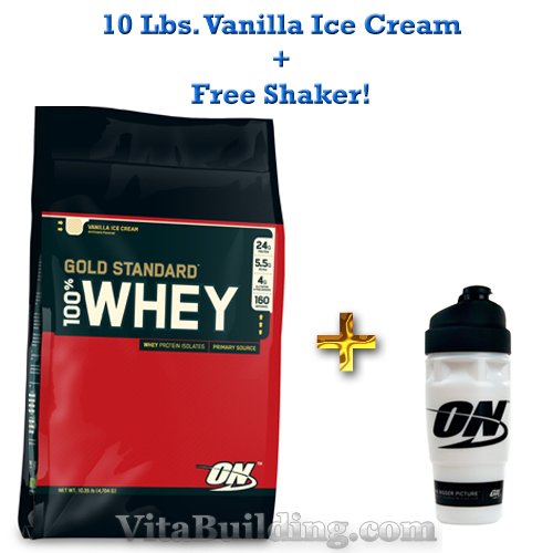Optimum Nutrition Gold Standard 100% Whey-10Lb-Vanilla Ice Cream - Click Image to Close