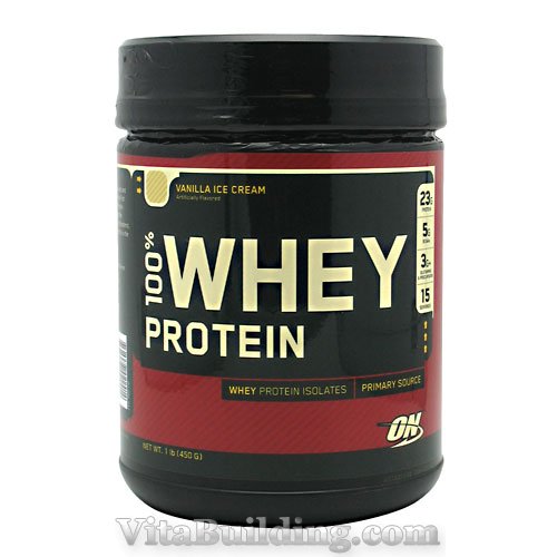Optimum Nutrition 100% Whey Protein, Vanilla Ice Cream, 1 Lb - Click Image to Close