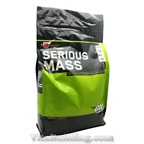 Optimum Nutrition Serious Mass, Strawberry, 12 lbs. - Click Image to Close