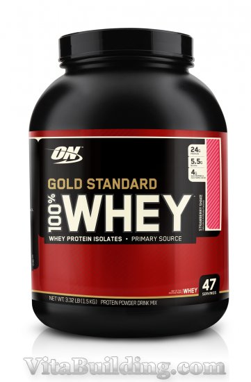 Optimum Nutrition Gold Standard 100% Whey, Strawberry Shake - Click Image to Close