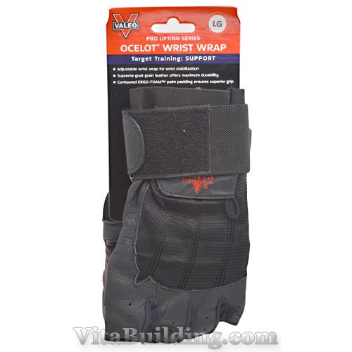 Valeo Ocelot Wrist Wrap Glove Black - Click Image to Close