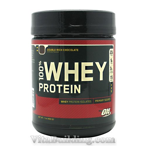 Optimum Nutrition 100% Whey Protein, Double Rich Chocolate, 1 Lb - Click Image to Close